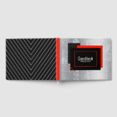 Livre d'invités rouge, noir, gris, blanc à rayures (Complet)