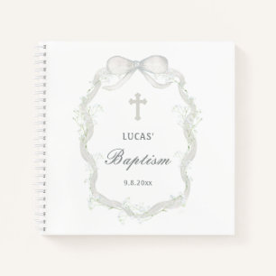Livre d'invités White Ribbon Baby's Breath Baptism