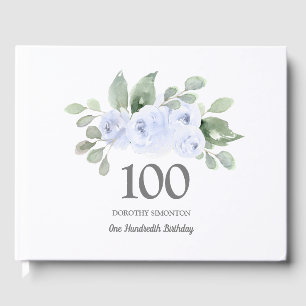 Livre D'or 100e anniversaire Rose bleu Floral