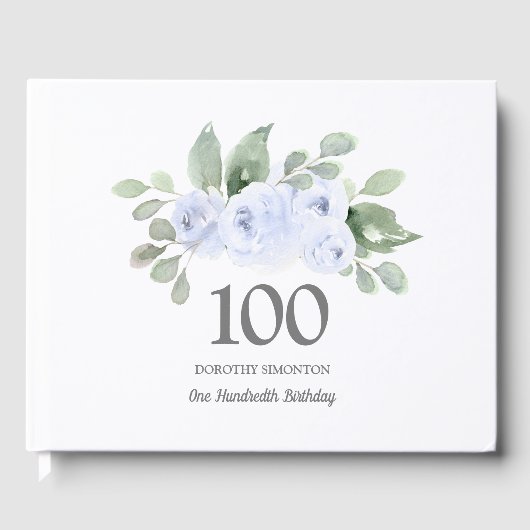 Livre D'or 100e anniversaire Rose bleu Floral (Recto)