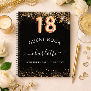 Livre d'or 18 ans paillettes noir or nom