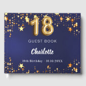 Livre D'or 18e anniversaire marine bleu or étoiles (Recto)