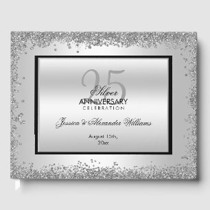 Livre D'or 25e anniversaire du Mariage Glitzy Silver & Black