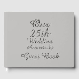 Livre D'or 25e anniversaire du Mariage Typographie gris argen