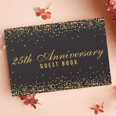Livre D'or 25e Anniversaire Noir Confetti Élégant
