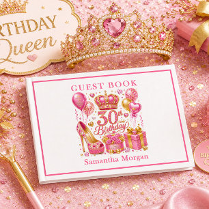 Livre d'or 30 ans Confettis Rose Magenta Or