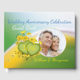 Livre D'or 30e anniversaire Mariage Fête Fleurs jaunes