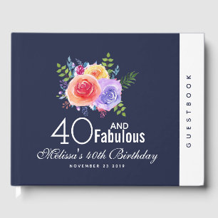 Livre D'or 40 et fabuleux - Aquarelle Floral Anniversaire