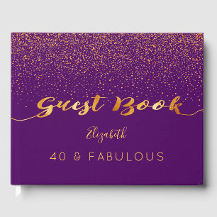 Livre D'or 40 Fabuleux anniversaire confetti en or violet