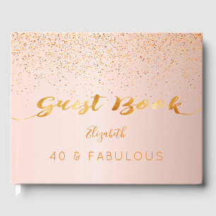 Livre D'or 40 Fabuleux rose d'anniversaire confetti en or