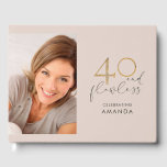 Livre D'or 40 & Flawless Rose and Gold 40th Birthday Photo<br><div class="desc">Créez un grand souvenir de votre 40e anniversaire avec notre livre d'invités photo rose et or "40 et sans défaut". Avec votre photo à l'avant, un arrière - plan rose vif, et "40 et impeccable" écrit en fausse feuille d'or et écriture en lettres gris foncé, ce joli livre permet aux...</div>