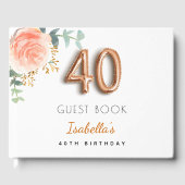 Livre D'or 40e anniversaire fleuri rose or eucalyptus nom (Recto)