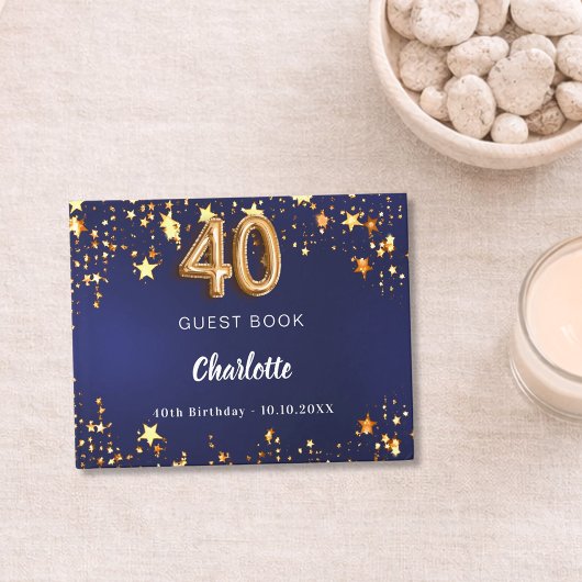 Livre D'or 40e anniversaire marine bleu étoiles or