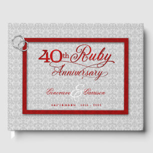 Livre D'or 40ème anniversaire de rubis en argent et rouge ave