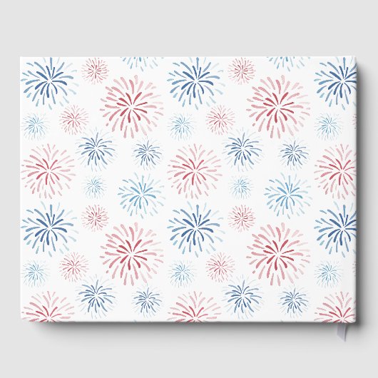 Livre D'or 4 juillet feux d'artifice Mariage bleu blanc rouge (Verso)