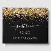 Livre D'or 50 Fabuleux anniversaire noir confetti nom (Recto)