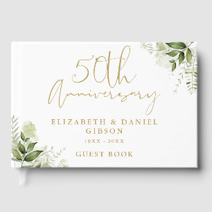 Livre D'or 50e Anniversaire de Mariage Golden Floral Greenery