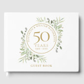 Livre D'or 50e anniversaire Mariage or verdure aquarelle (Recto)