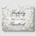Livre d'or 50th Birthday Party Silver Parties scin<br><div class="desc">Elégant 50e anniversaire Parties scintillant en argent modèle.</div>