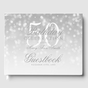 Livre d'or 50th Birthday Silver Bokeh Sparkle Ligh
