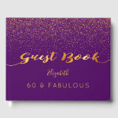 Livre D'or 60 Fabuleux anniversaire confetti en or violet (Recto)