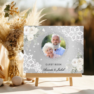 Livre D'or 60e anniversaire Mariage argent photo dentelle flo
