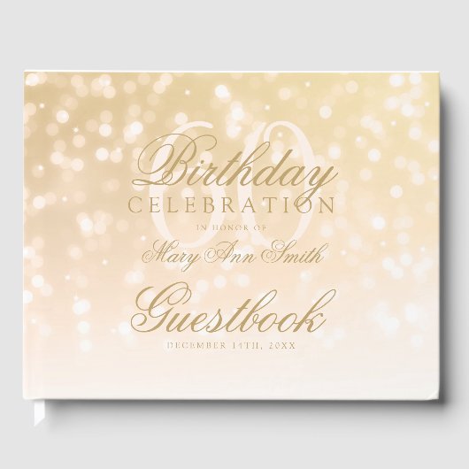 Livre d'or 60th Birthday Gold Bokeh Sparkle Lights (Recto)