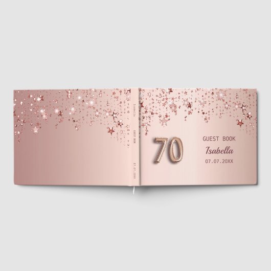 Livre D'or 70e anniversaire rose or blush étoiles nom (Complet)