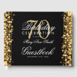 Livre d'or 70th Birthday Party Sparkles Gold<br><div class="desc">Élégante fête du 70e anniversaire éclaire le modèle d'or. Doté de lampes dorées,  cordes dorées et éclats d'or.</div>