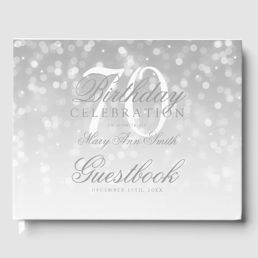 Livre d'or 70th Birthday Silver Bokeh Sparkle Ligh (Recto)