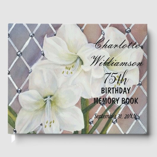 Livre D'or 75e Amaryllis blanc Mémoire florale d'anniversaire (Recto)