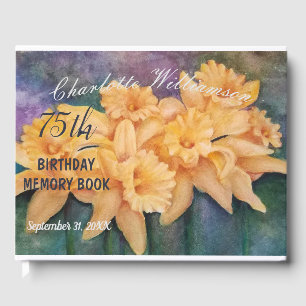 Livre D'or 75e Jaune Daffodile Floral Anniversaire Mémoire