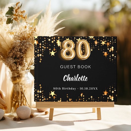 Livre D'or 80e anniversaire étoiles d'or noir