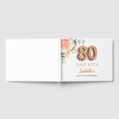 Livre D'or 80e anniversaire fleuri rose or eucalyptus nom (Complet)