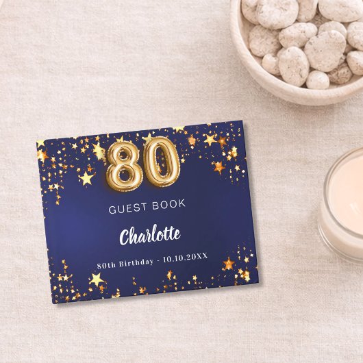 Livre D'or 80e anniversaire marine bleu or étoiles