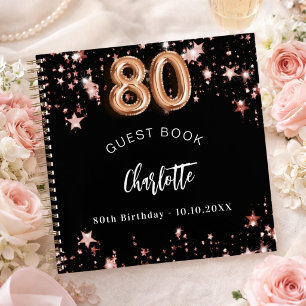 Livre d'or 80e anniversaire rose gold noir étoiles