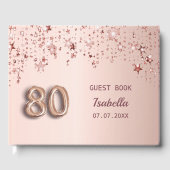 Livre D'or 80e anniversaire rose or étoiles rose chic (Recto)
