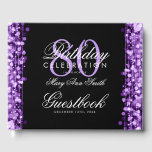 Livre d'or 80th Birthday Party Sparkles Purple<br><div class="desc">Elégante fête du 80e anniversaire éclaire le modèle violet. Doté de lampes dorées,  cordes dorées et éclats d'or.</div>