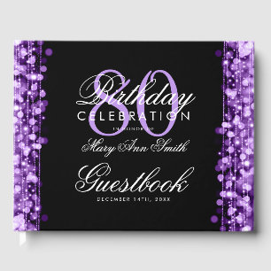 Livre d'or 80th Birthday Party Sparkles Purple