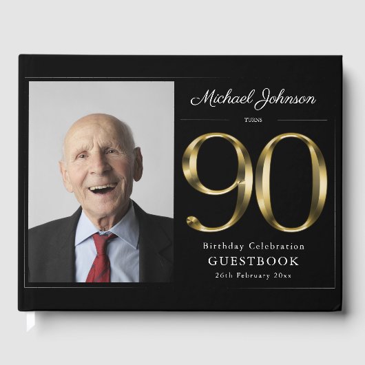 Livre D'or 90e anniversaire Black Gold Typographie Classy Cus (Recto)