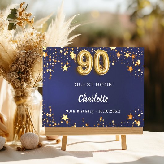 Livre D'or 90e anniversaire marine bleu étoiles or