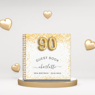 Livre d'or 90e anniversaire paillettes or blanc