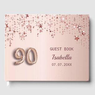 Livre D'or 90e anniversaire rose or étoiles rose monogramme
