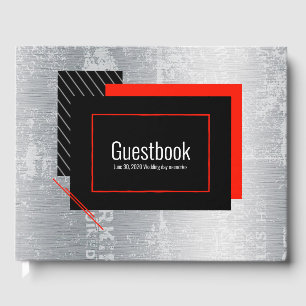 Livre d'or à rayures rouge, noir et gris