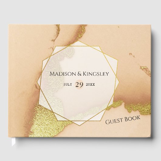 Livre D'or Abstrait de corail moderne 💡 Mariage d'huile d'en (Recto)