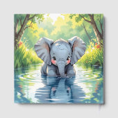 Livre D'or Adorable Baby Elephant and Reflection (Verso)