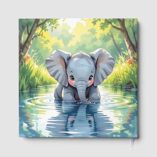 Livre D'or Adorable Baby Elephant and Reflection (Verso)