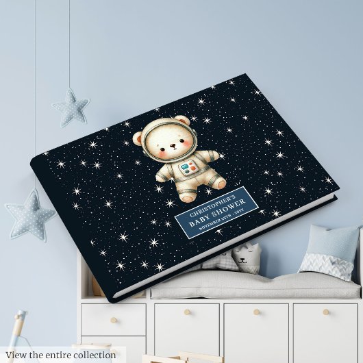 Livre D'or Adorable Teddy Bear Astronaut Baby shower garçon