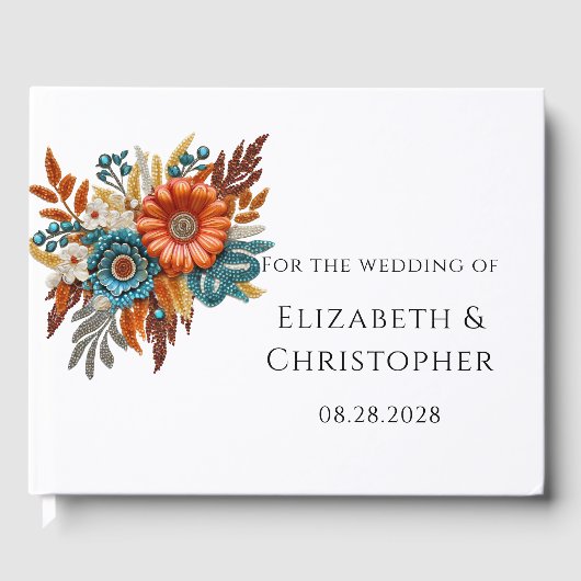 Livre D'or Affiche de bienvenue Mariage de fleurs séquencées (Recto)