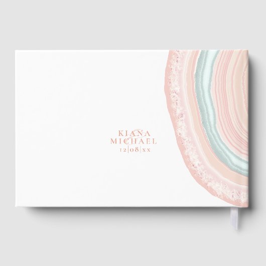 Livre D'or Agate Geode Mariage Rose Parties scintillant Gold (Verso)